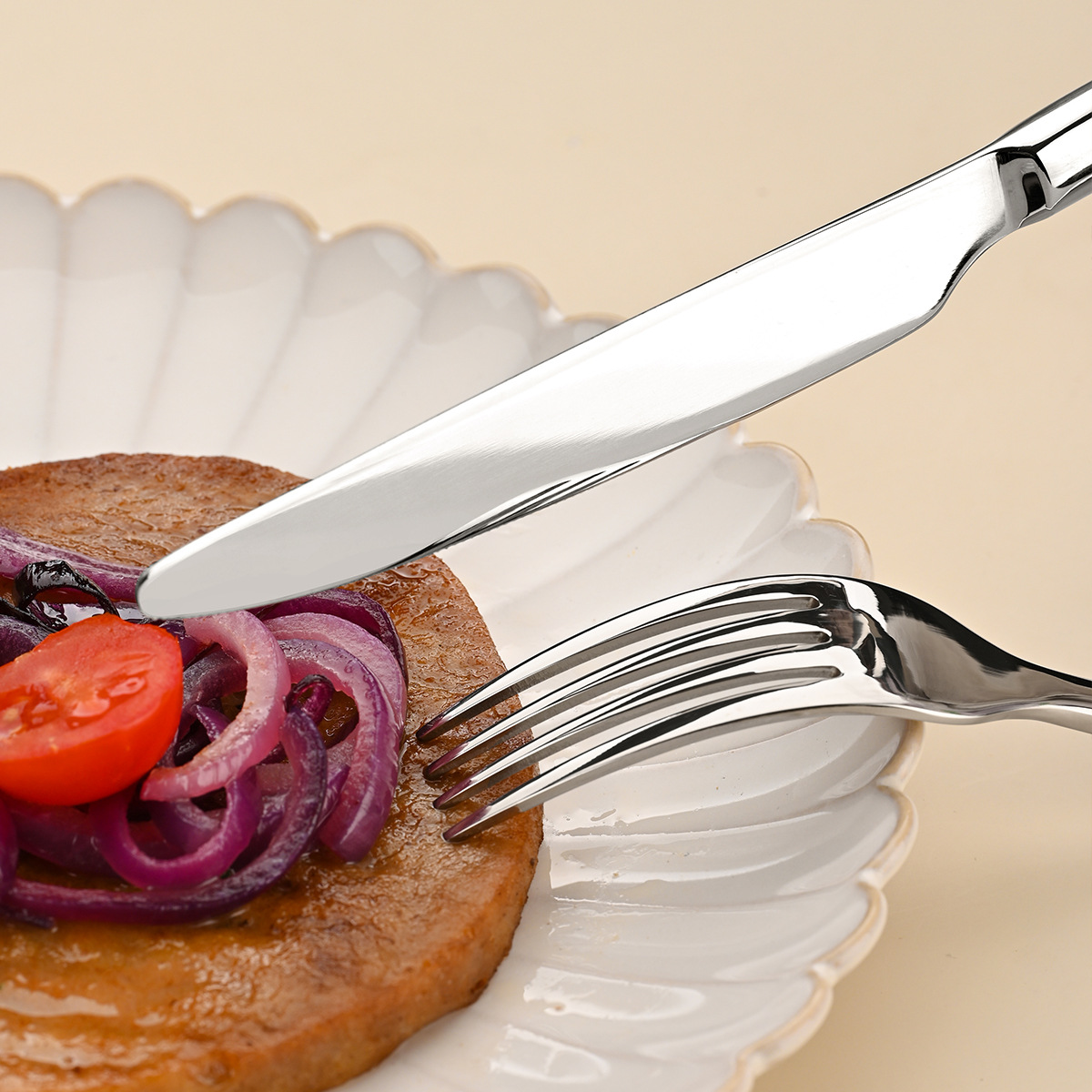 Moonlight Series 304 stainless steel tableware, custom-made Western tableware for restaurants and steakhouses, thickened hotel knives, forks and spoons Specification image