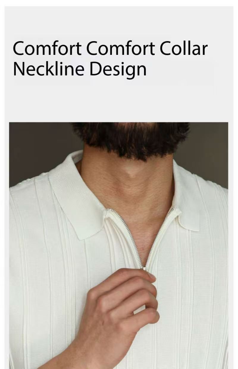 2026 Best-selling POLO shirts, knitted sweaters, short-sleeved men's lapels, half-zipper striped old money style ice silk T-shirts, summer cross-border factory wholesale Application Scenario