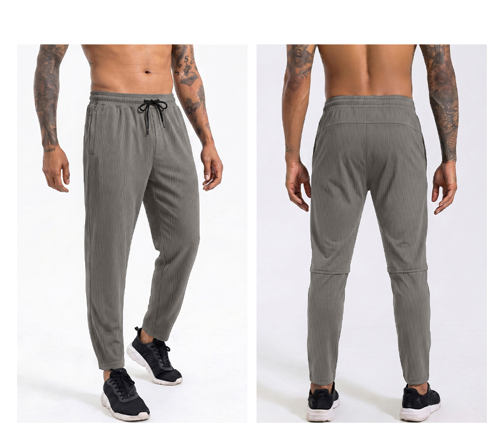 2026 China Wholesale clothing: Thin summer outdoor aerobic fitness zipper pants, elastic ice silk long pants, breathable, sweat-absorbing, quick-drying casual sport pants