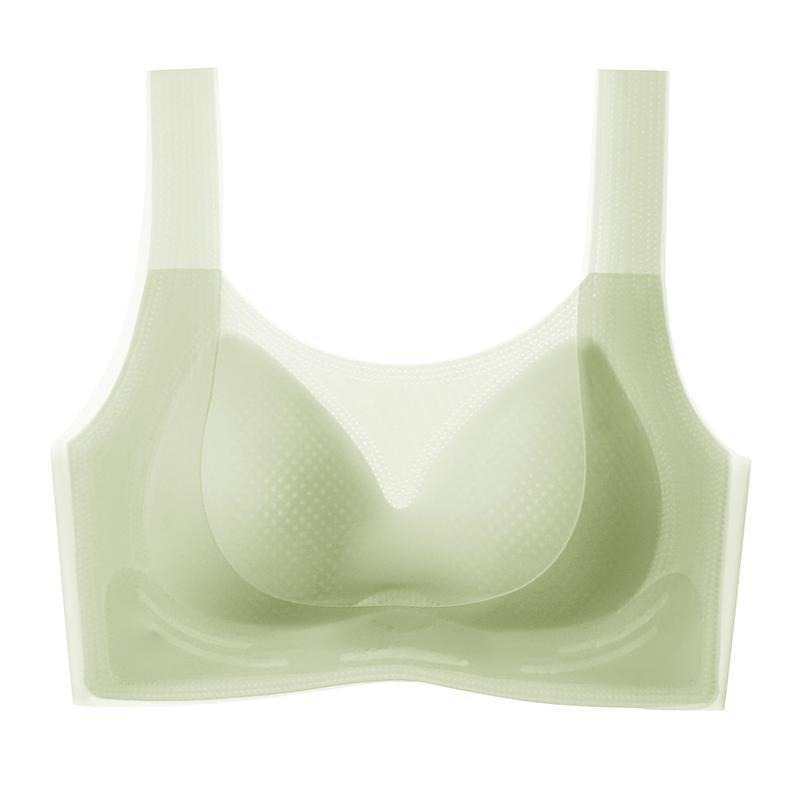 Foreign trade Ice Silk ultra-thin seamless soft support lift underwear Women's fixed Cup no steel ring breathable small chest gathering sports bra QNI details Picture