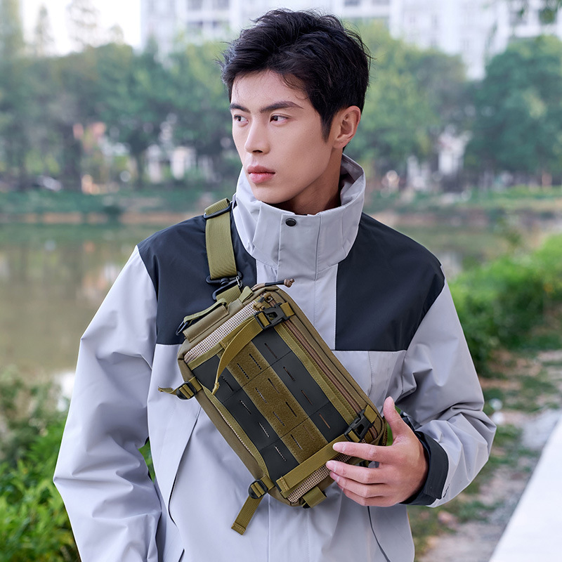 Lure bag: Multi-functional lure fishing bag, outdoor sports shoulder bag, large-capacity waterproof nylon bag, men's crossbody bag, lightweight and durable
