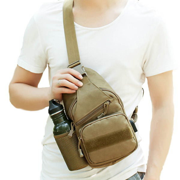 Lure bag: Sports chest bag with water bottle cover backpack, tactical shoulder bag, crossbody bag, breathable and durable bag Item Picture