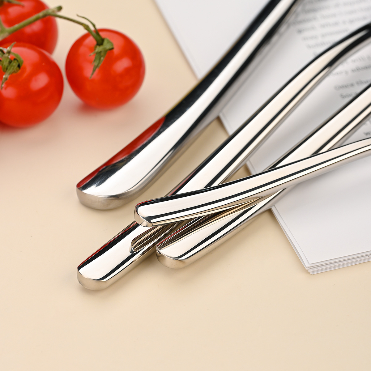 Moonlight Series 304 stainless steel tableware, custom-made Western tableware for restaurants and steakhouses, thickened hotel knives, forks and spoons details Picture