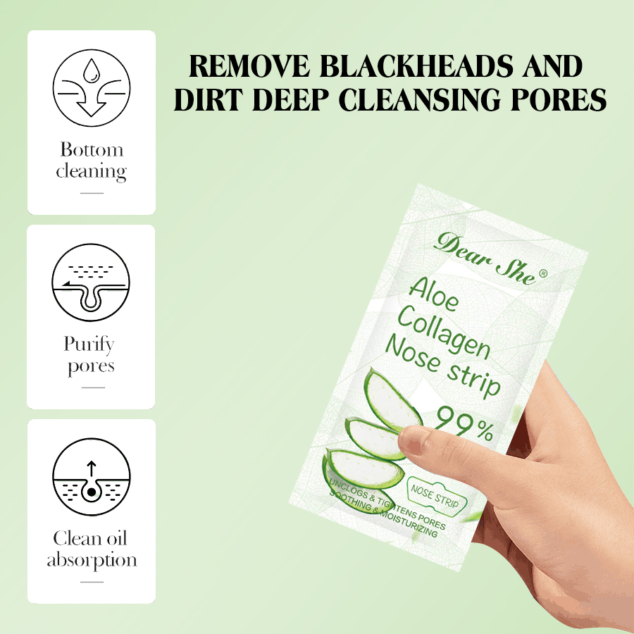 DEAR SHE Aloe Vera Nose Mask Deeply cleanses pores and removes blackheads. Peel-off T-zone care mask details Picture