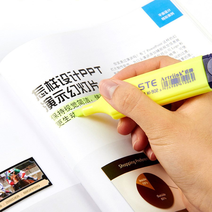 Shield 902 Large-capacity student note-taking, durable and odorless, large-capacity color fluorescent pen for highlighting and marking Application Scenario