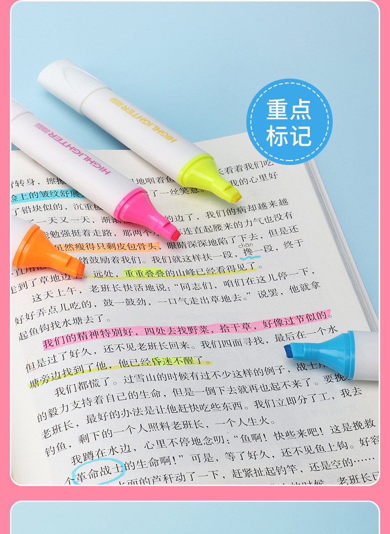Booker MP4918 highlighter multicolor cuatro polos oleosos de gran capacidad para estudiantes de pintura de arte de destaques marcador especial pic 8