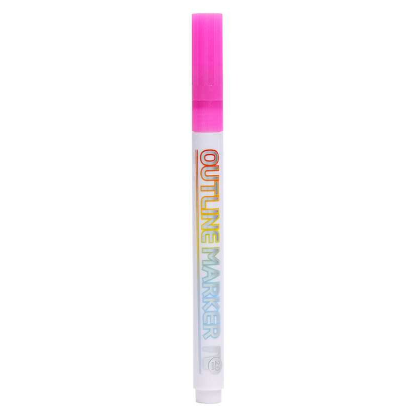 Cross-border double-line contour pen hand-written newspaper special color highlighting key points student homework special fluorescent marking marker pen Item Picture