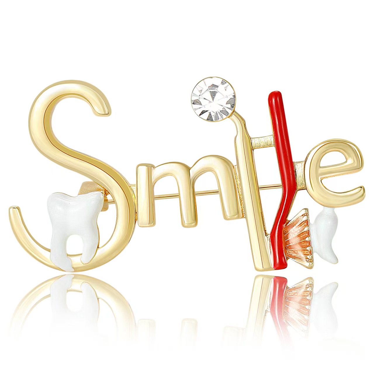 New creative oil-dripping letter teeth brooch, versatile coat, suit shirt, collar needle and accessory Specification image