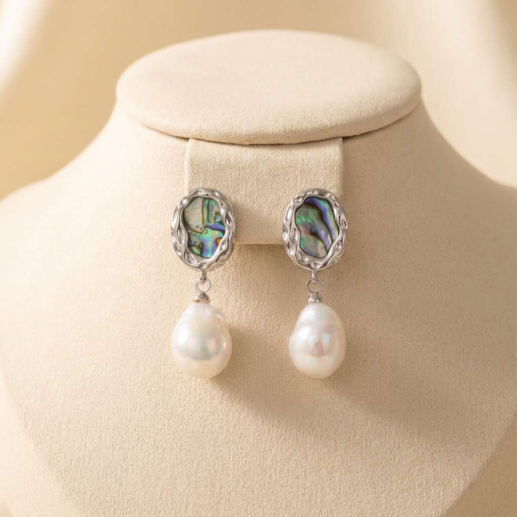 Pearl 925 silver earrings for women, long and elegant accessories, anti-allergy earrings