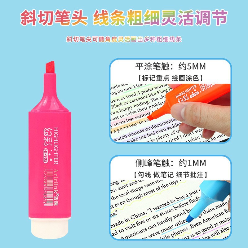 Wholesale of shield rainbow-colored highlighters, large-capacity single-head marker pens, student drawing and doodling pens, and colored pens Application Scenario