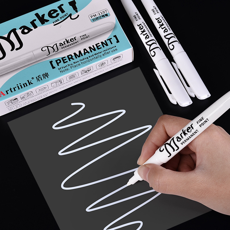 White shield marker pen, oil-based, large capacity, waterproof, non-erasable, big head pen, thick head, express pen, logistics special pen