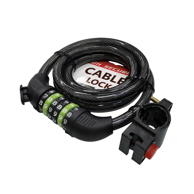 BG-6228 bicycle six-digit combination lock Mountain bike cable lock Cycling wire lock Belt Lock Frame Steel rim lock details Picture