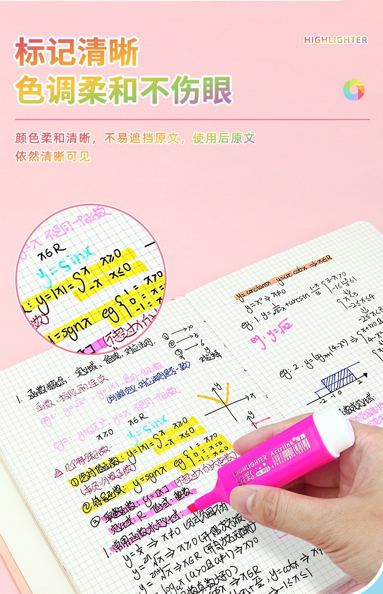 Escudo iridiscente highlighter de gran capacidad de cabeza única marcador de énfasis estudiante dibujo graffiti pen color pen al por mayor pic 6