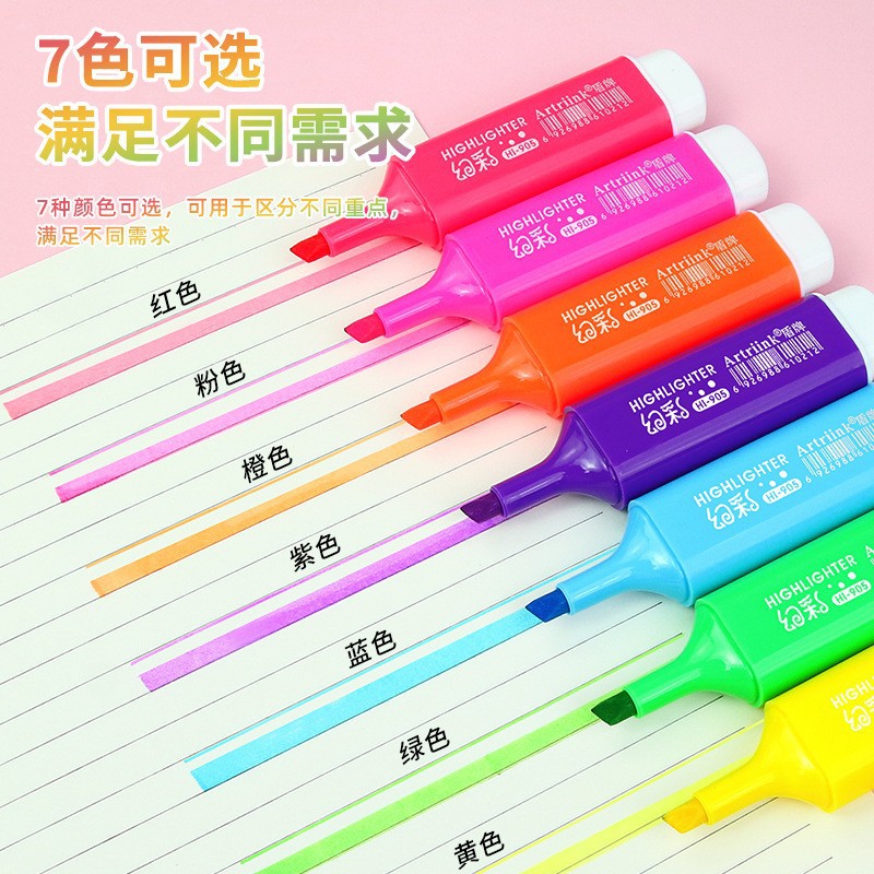 Wholesale of shield rainbow-colored highlighters, large-capacity single-head marker pens, student drawing and doodling pens, and colored pens Specification image