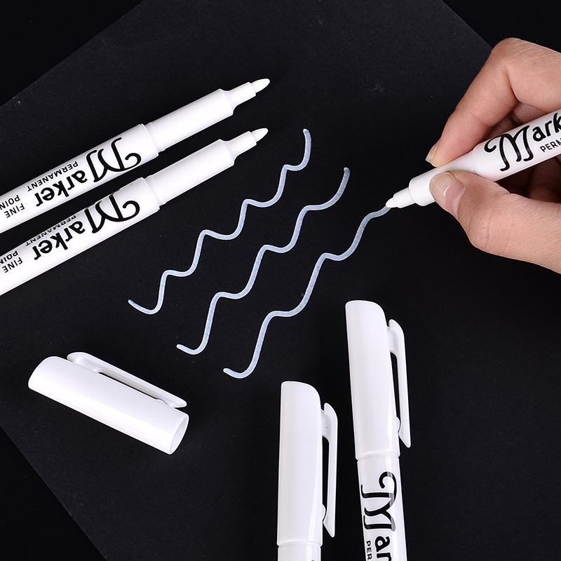 White shield marker pen, oil-based, large capacity, waterproof, non-erasable, big head pen, thick head, express pen, logistics special pen details Picture