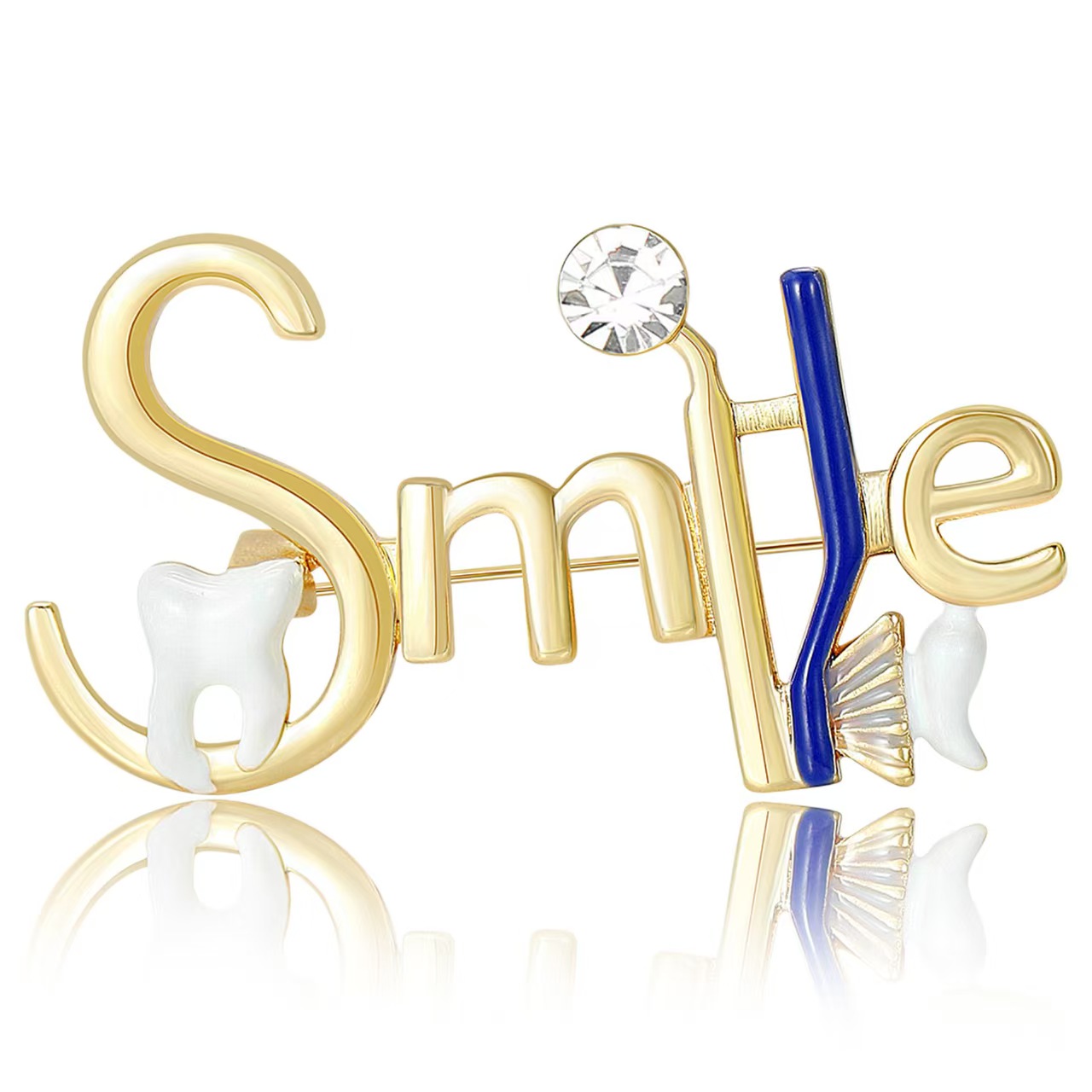 New creative oil-dripping letter teeth brooch, versatile coat, suit shirt, collar needle and accessory details Picture