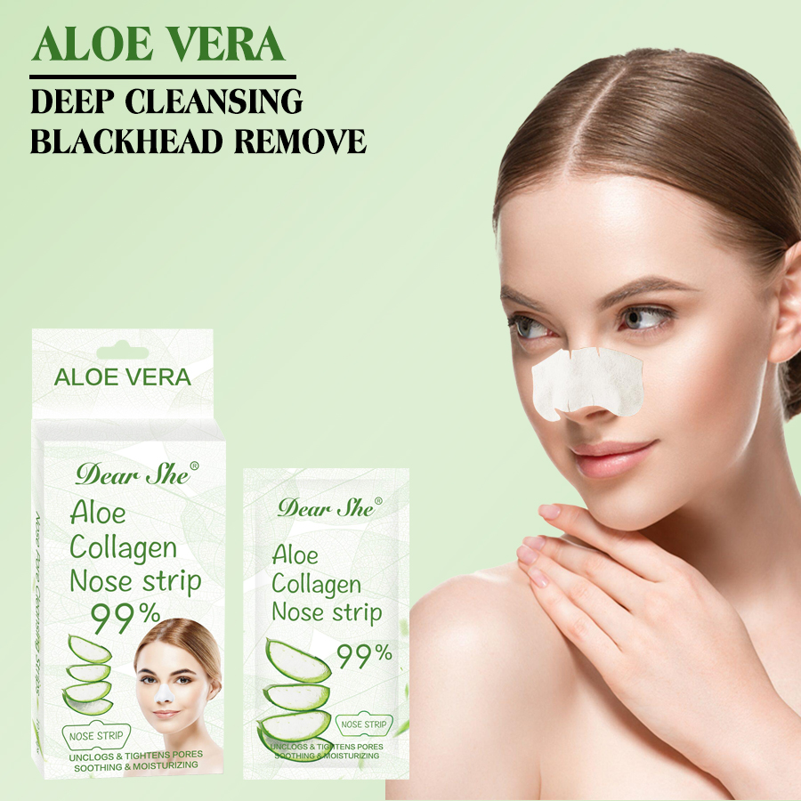 DEAR SHE Aloe Vera Nose Mask Deeply cleanses pores and removes blackheads. Peel-off T-zone care mask