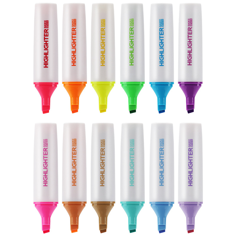 Baok Highlighter multi-color square rod oil-based large-capacity special marker for art and painting students to mark key points Item Picture