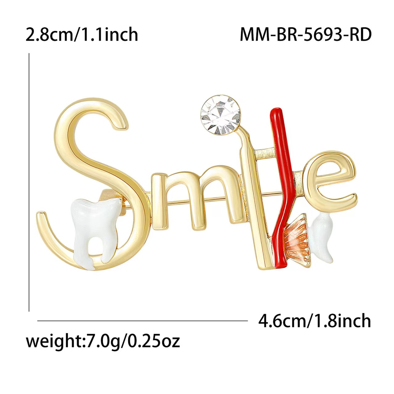 New creative oil-dripping letter teeth brooch, versatile coat, suit shirt, collar needle and accessory Application Scenario