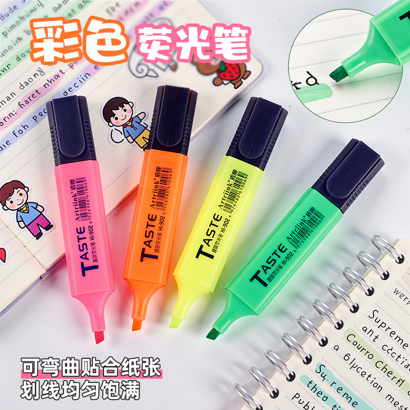 Shield 902 Large-capacity student note-taking, durable and odorless, large-capacity color fluorescent pen for highlighting and marking