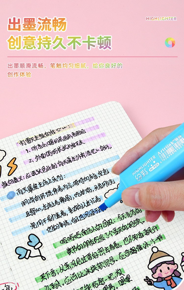 Escudo iridiscente highlighter de gran capacidad de cabeza única marcador de énfasis estudiante dibujo graffiti pen color pen al por mayor pic 8