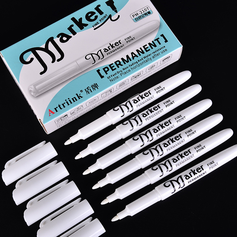 White shield marker pen, oil-based, large capacity, waterproof, non-erasable, big head pen, thick head, express pen, logistics special pen Specification image
