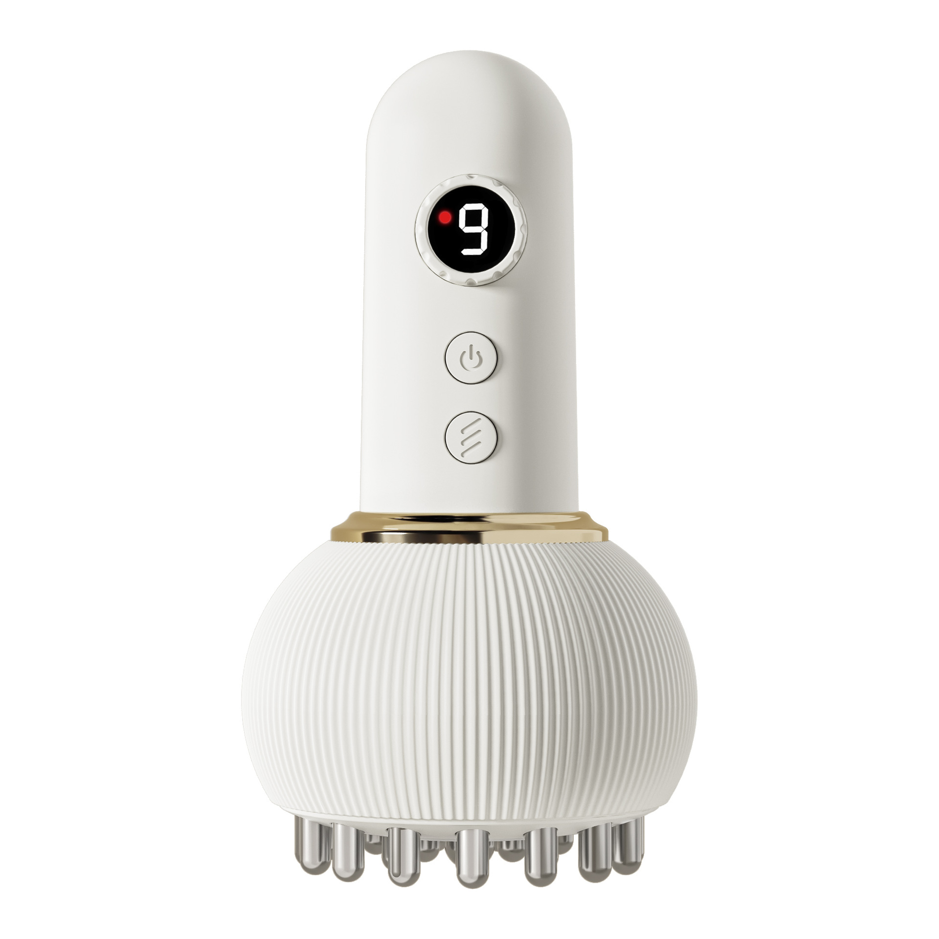 The white massage device is a portable home physiotherapy equipment for full-body relaxation and relief of muscle pressure