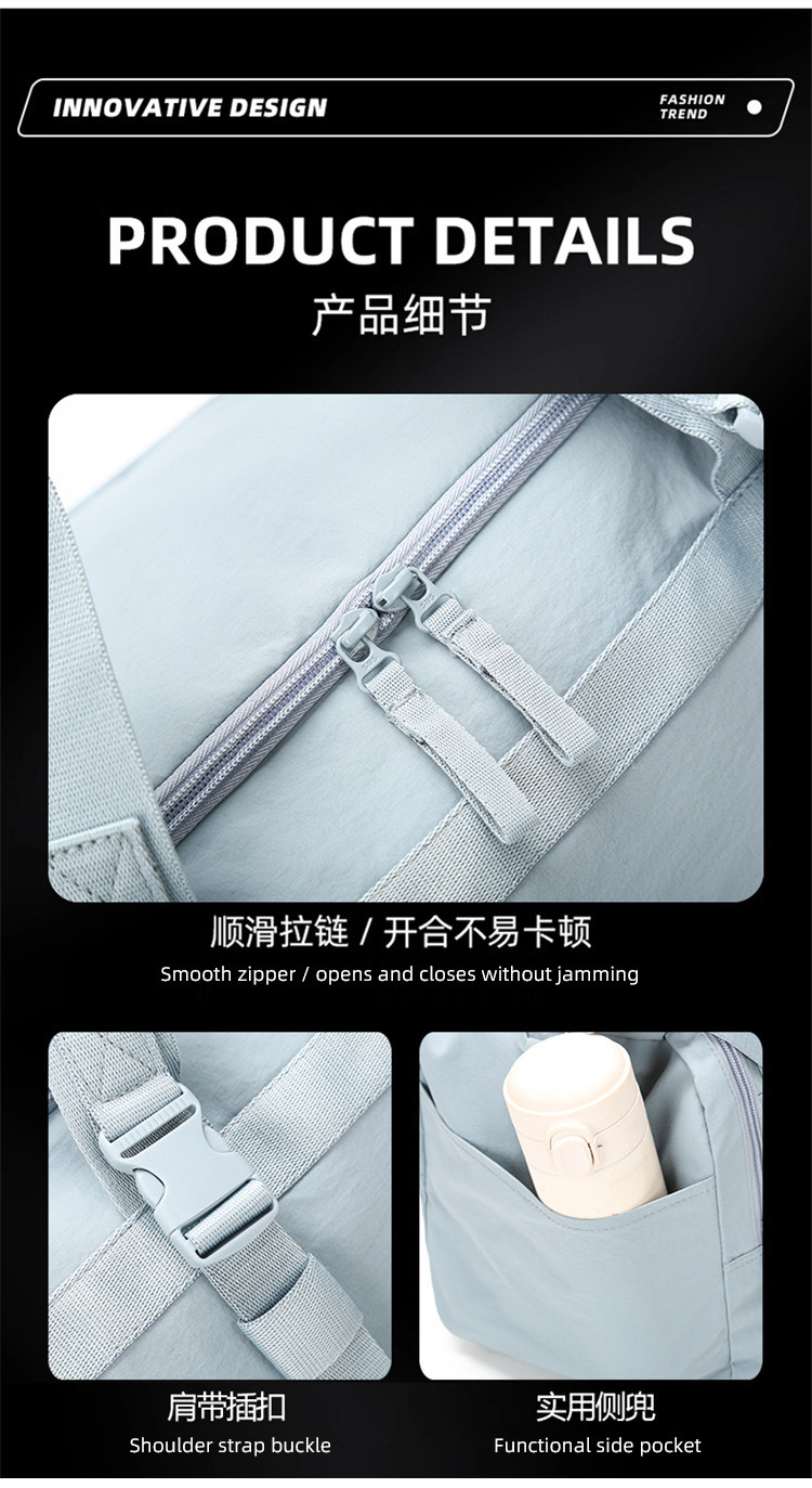 Travel bags, suitcases, cloth cases, travel storage bags, fitness bags, men's and women's outdoor leisure sports luggage storage bags, large-capacity training yoga short-distance travel bags detail image 12