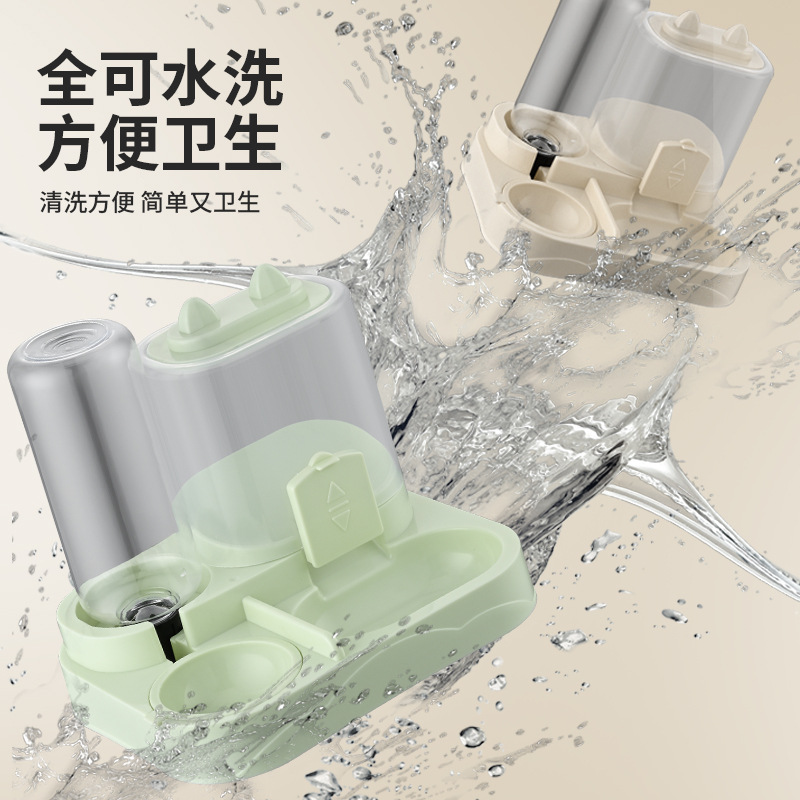Automatic water replenishment, cat food basin, automatic feeding basin and water bowl integrated neck protection, pet drinking water and cat feeding wonder, fully automatic