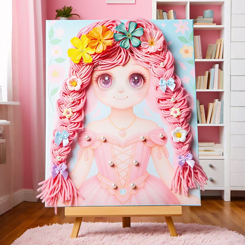 رسم لوحات رسوم متحركة لفتاة ذات إطار شريط شريط من الصوف details Picture