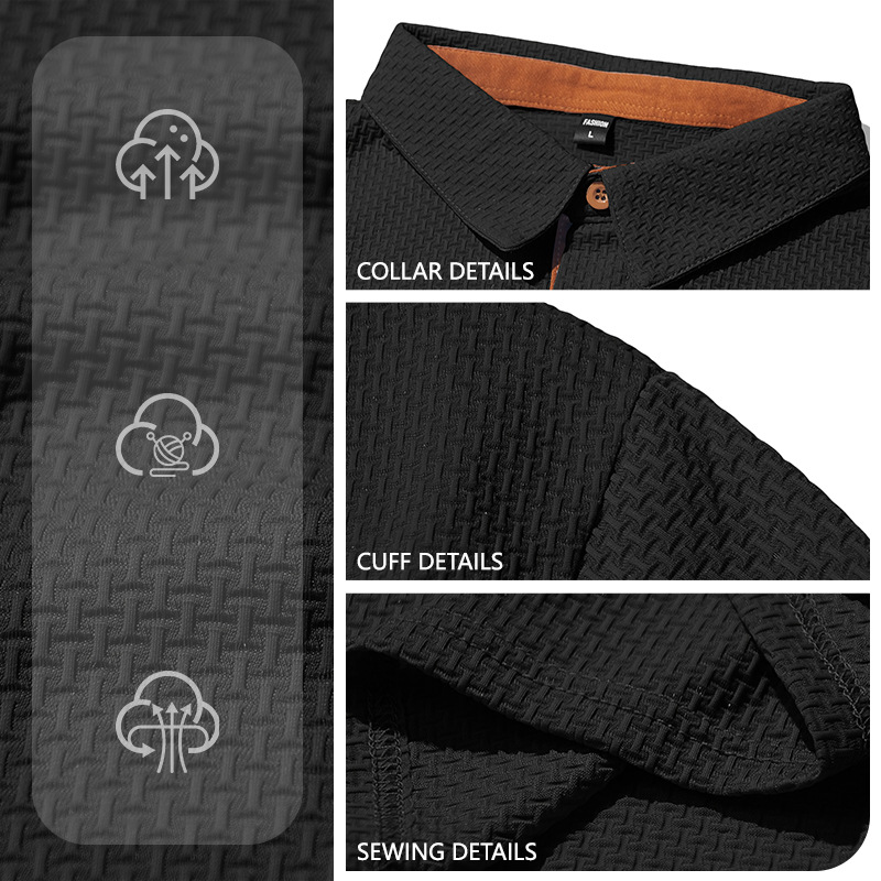Cross-border Amazon summer ice-cool men's short-sleeved lapel color-block button European and American stretch casual Polo shirt for men Item Picture
