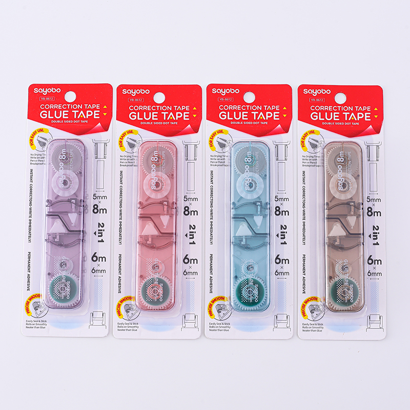 YB-8612 Sayobo 点点胶+修正带2合1  英文版correction tape and Glue tape