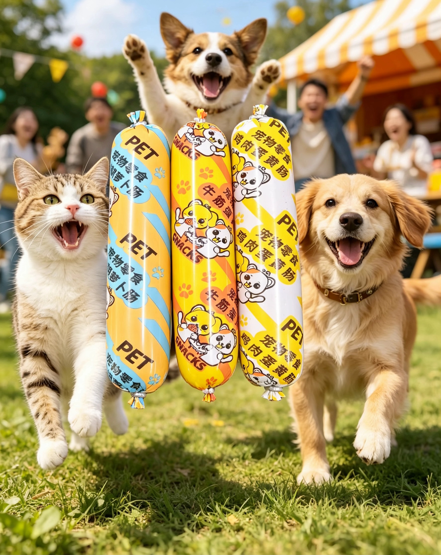 A variety of flavors of pet snacks, dog food, pet food, cat snacks, tooth-cleaning cat grass sticks, teething sticks, chicken-flavored sausages
