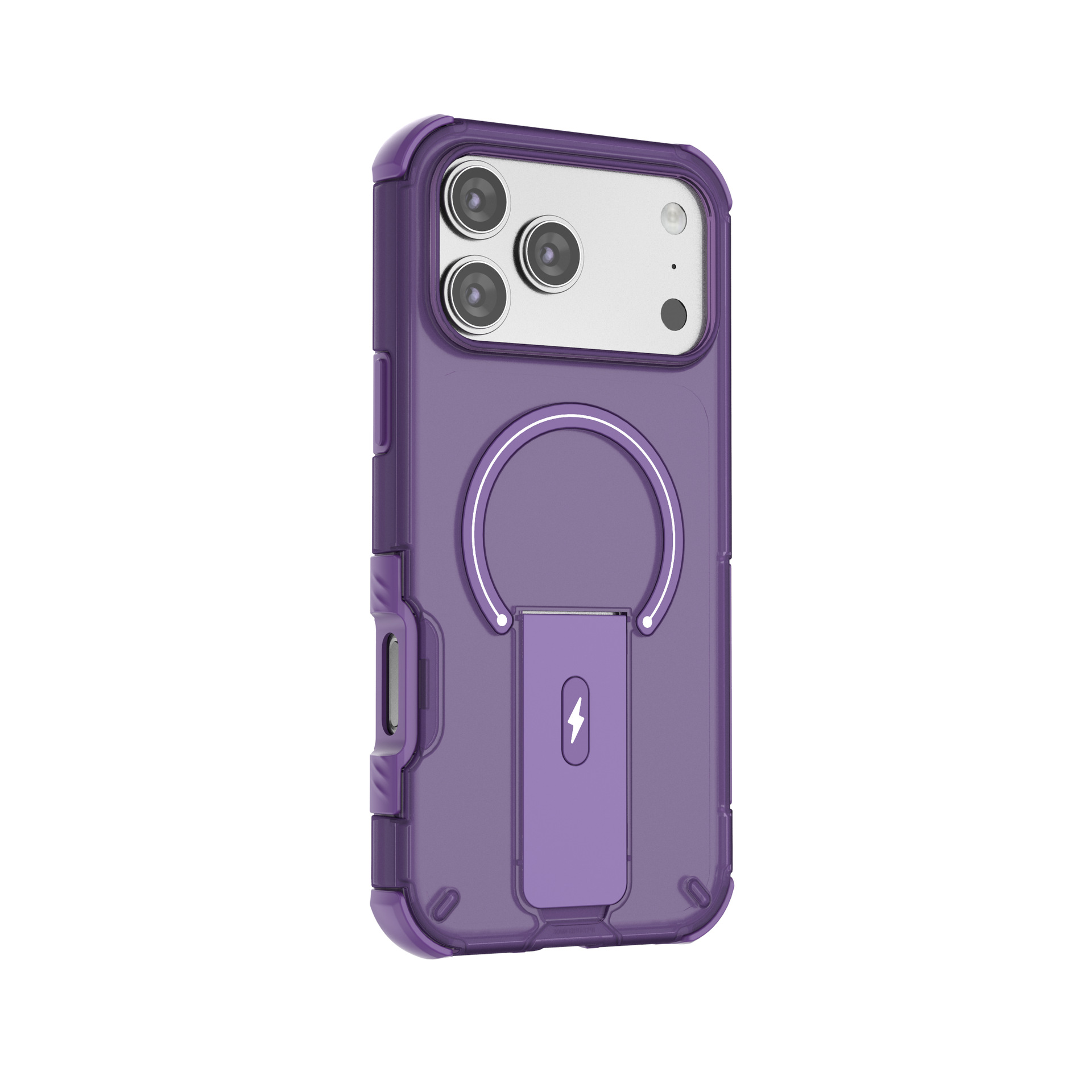 紫色 跨境适用于iPhone17Pro磁吸手机壳 带支架苹果16promax防摔手机壳