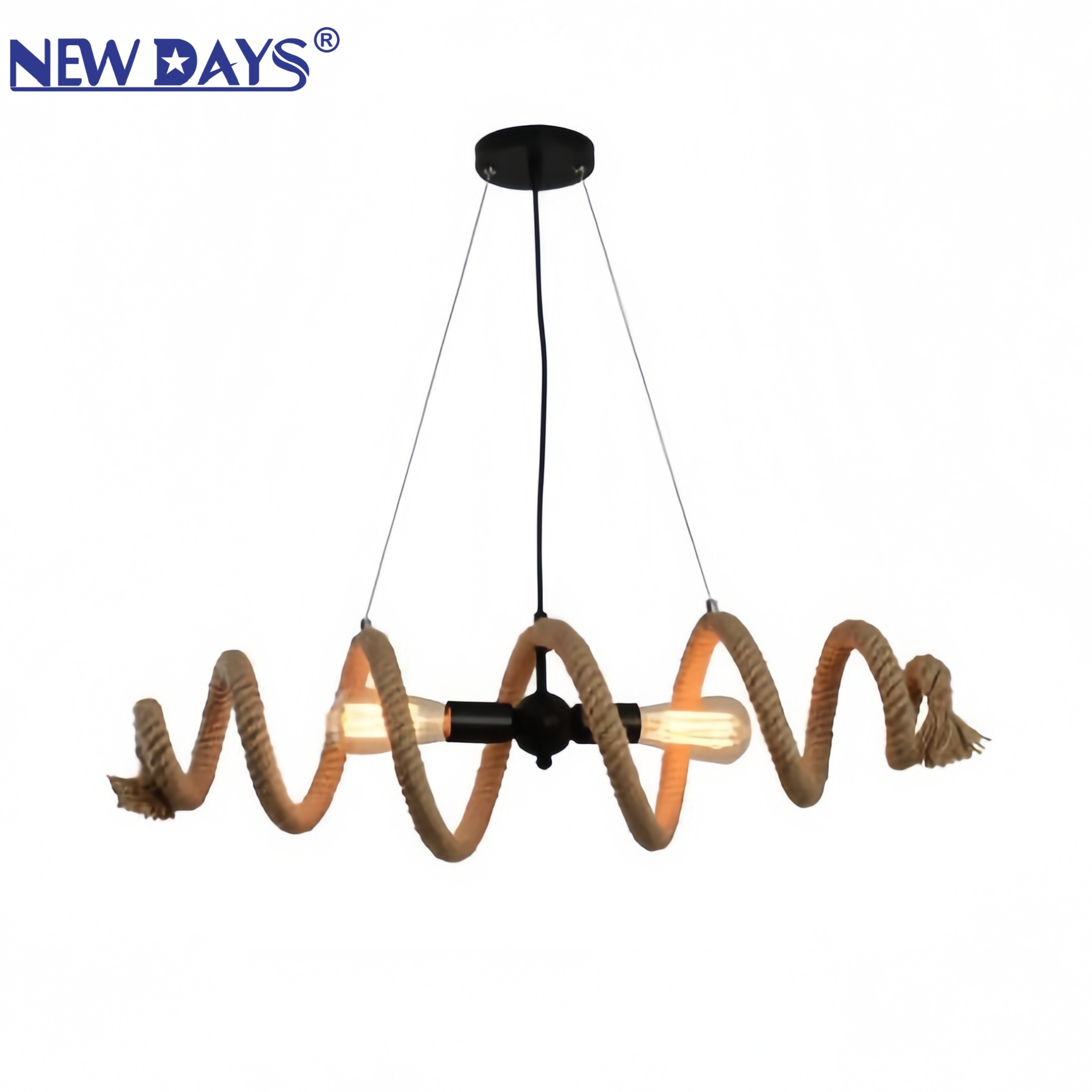 NEWDAYS brand cross-border new products: led retro industrial style hemp rope chandelier, iron art cover bar table lamp, energy-saving high-brightness decorative lighting atmosphere lamp, small chandelier lamp, lighting art lamp, Nordic style