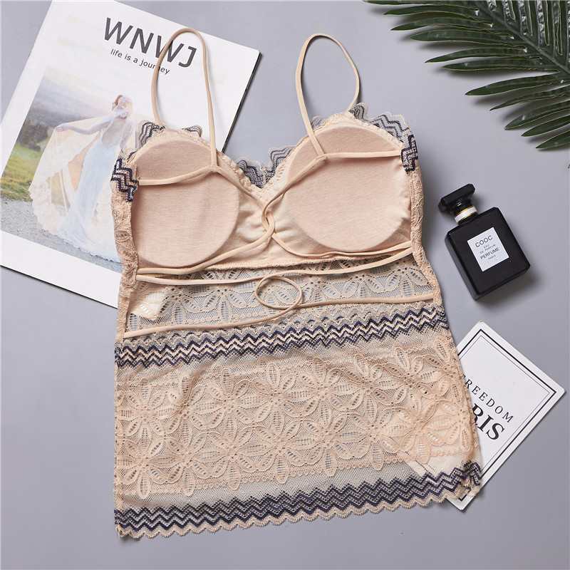 624# Foreign Trade Beauty Back Lace Halter, fashionable beauty back halter vest, women's anti-glare, strapless long style, wrapped chest QNI Application Scenario