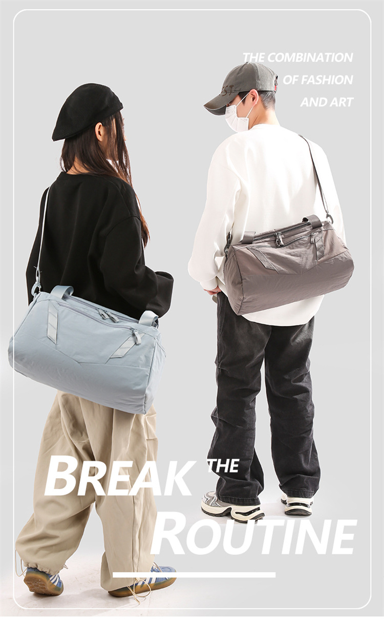 Short-distance travel bag, fitness bag, fashionable sports bag, dry and wet separation, large-capacity pressure-reducing hand-held travel bag with shoe compartment detail image 2