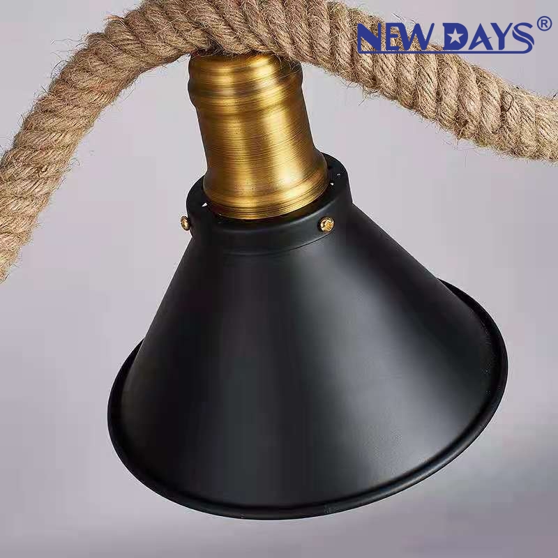 NEWDAYS brand cross-border new products: led retro industrial-style hemp rope pendant lamps, iron cover bar table lamps, energy-saving high-brightness ambient lighting, small pendant lamps, lighting art lamps, Nordic style details Picture