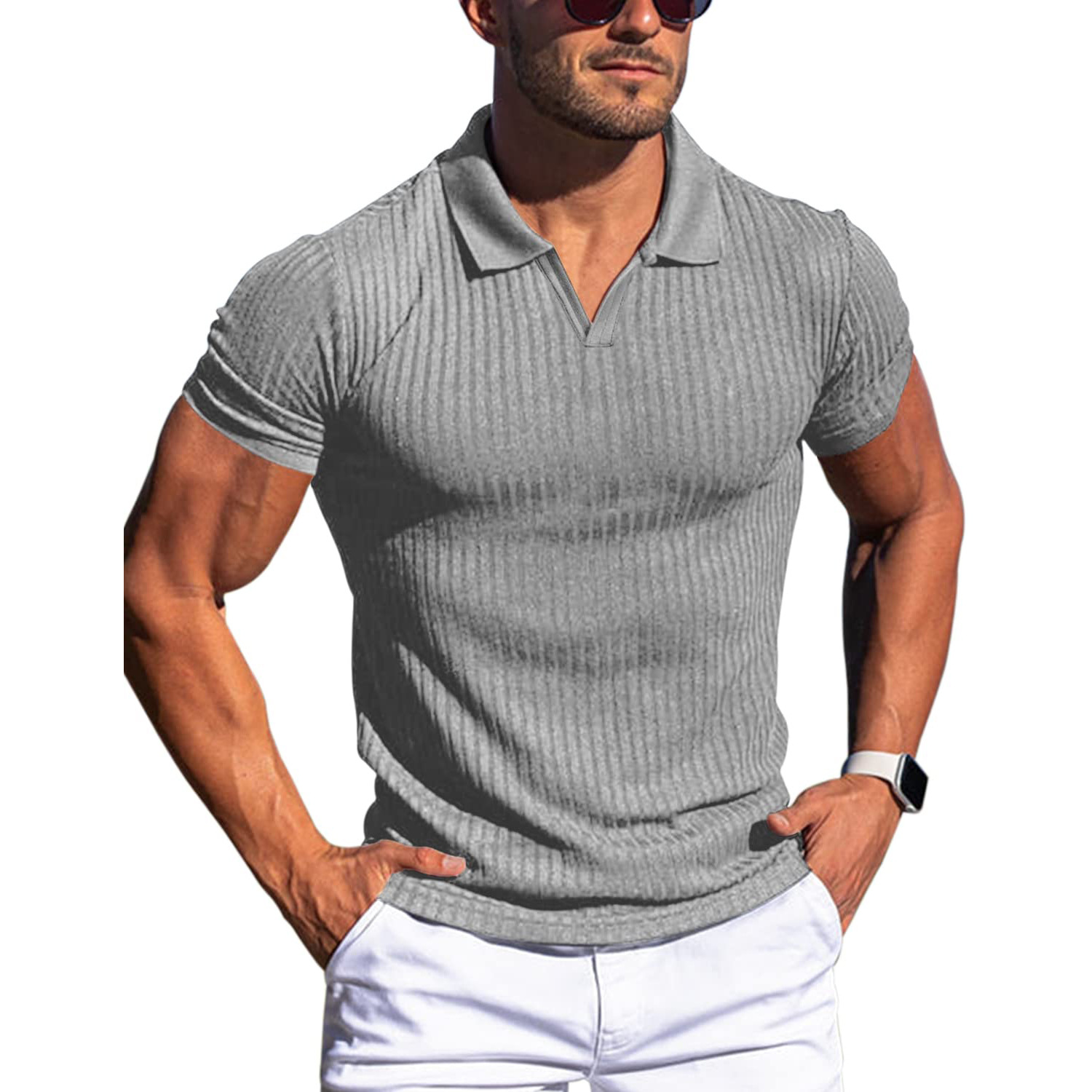 Cross-border Europe, America, AliExpress, Amazon Summer new casual POLO shirt, lapel V-neck short-sleeved T-shirt for men Application Scenario