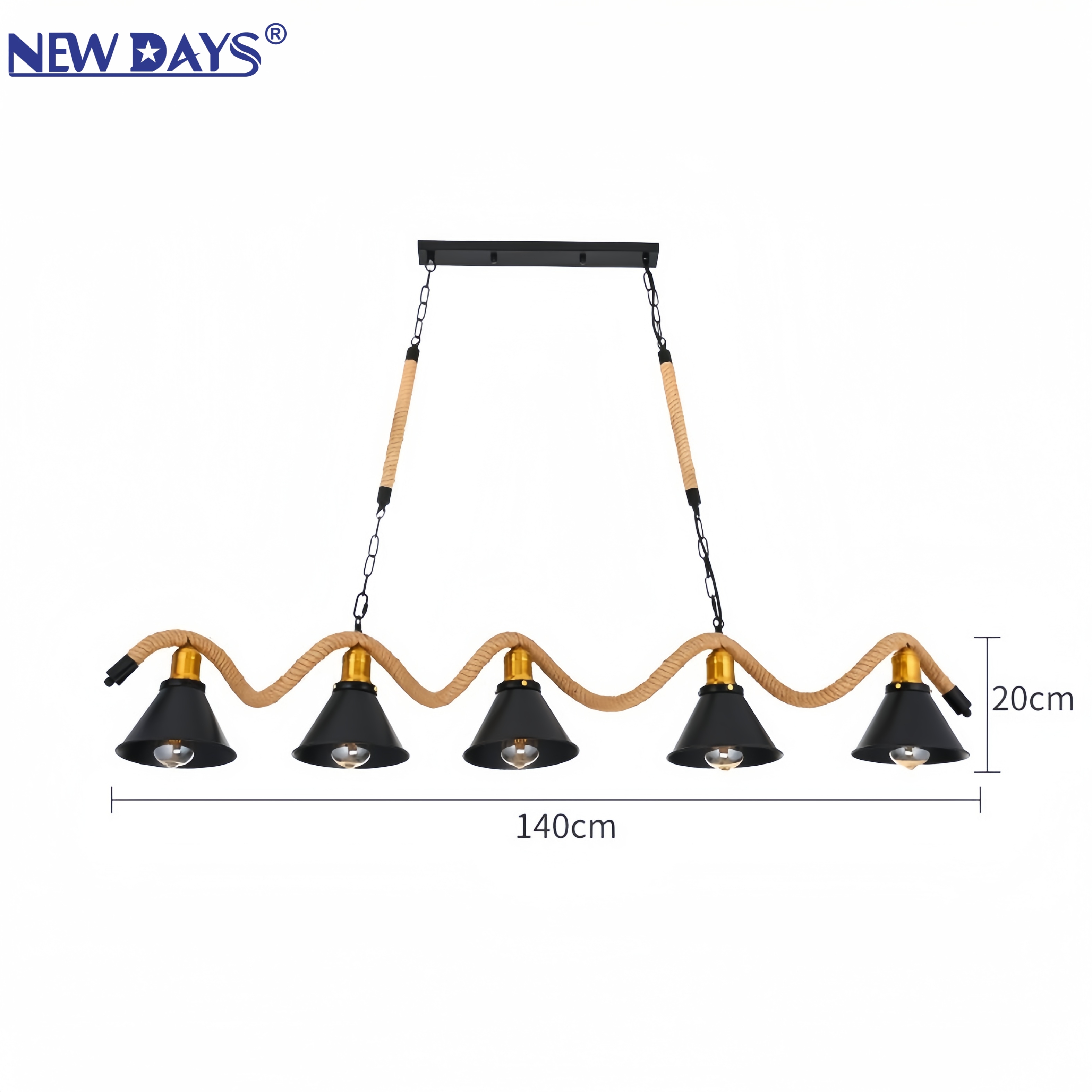 NEWDAYS brand cross-border new products: led retro industrial-style hemp rope pendant lamps, iron cover bar table lamps, energy-saving high-brightness ambient lighting, small pendant lamps, lighting art lamps, Nordic style Item Picture