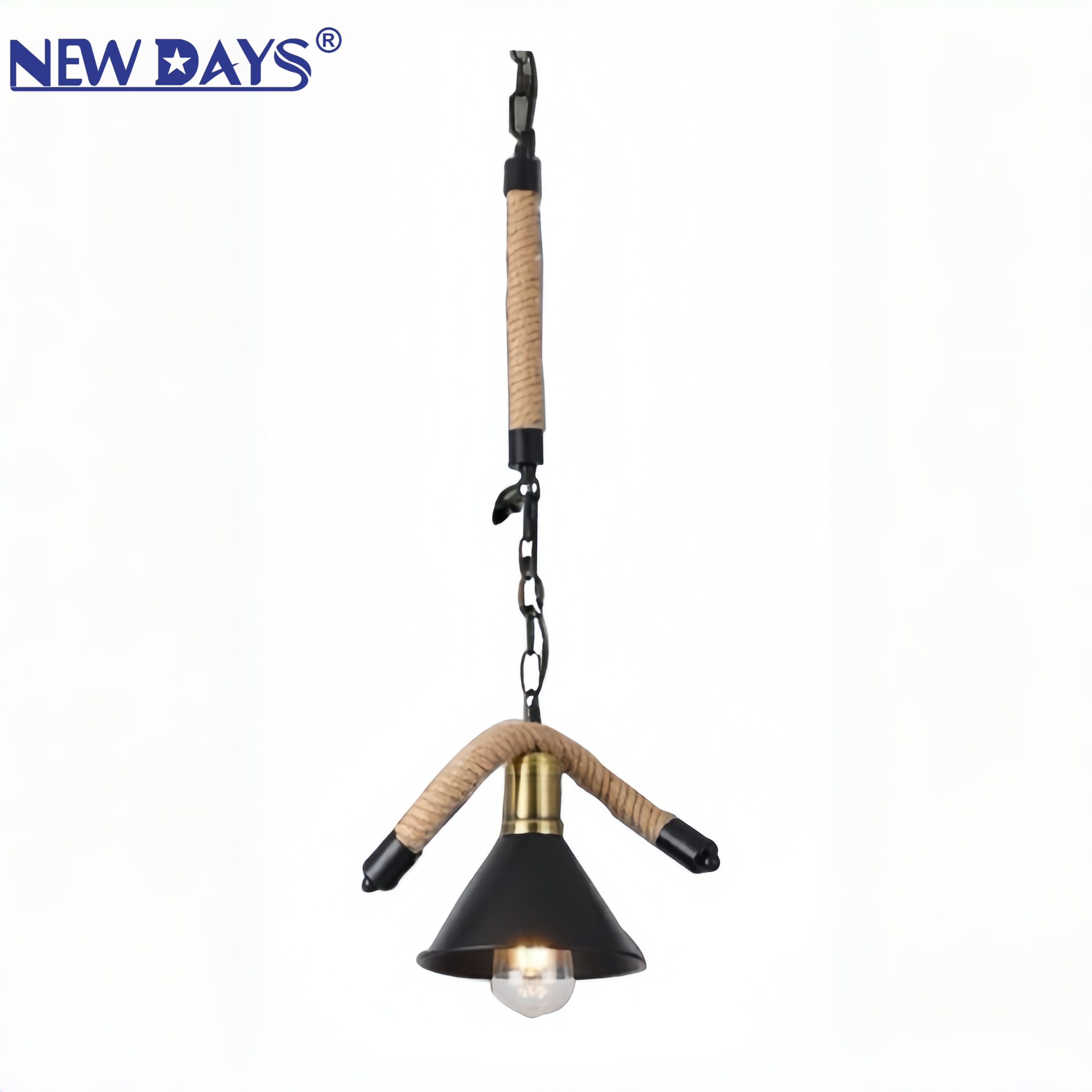 NEWDAYS brand cross-border new products: led retro industrial-style hemp rope pendant lamps, iron cover bar table lamps, energy-saving high-brightness ambient lighting, small pendant lamps, lighting art lamps, Nordic style