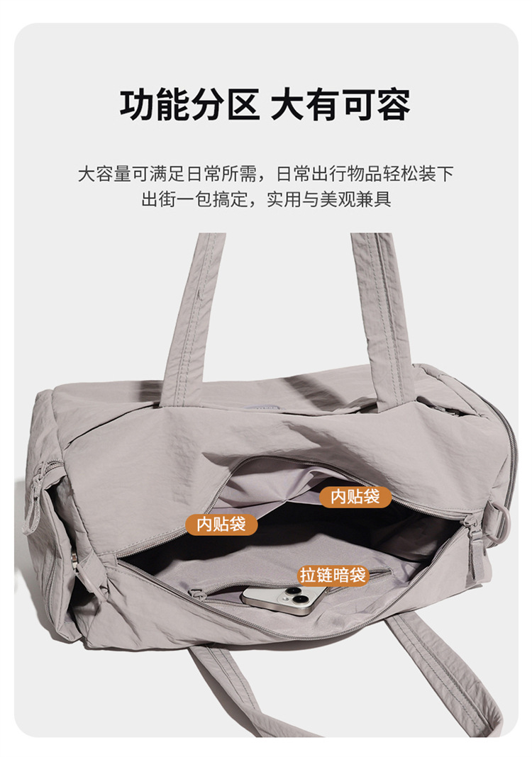The new crossbody bag is simple, versatile, lightweight and has a large capacity. It is made of nylon fabric, a single-shoulder mummy bag, a commuting travel crossbody bag, a fitness bag, a yoga bag and a storage bag detail image 9