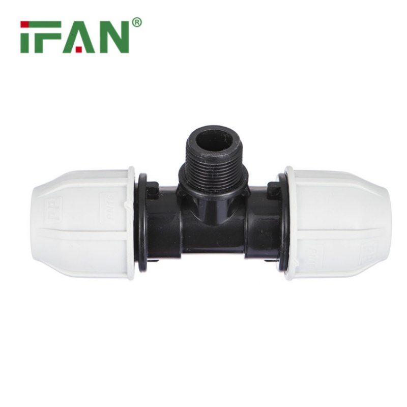 High-quality white IFAN PP quick-connect external thread tee