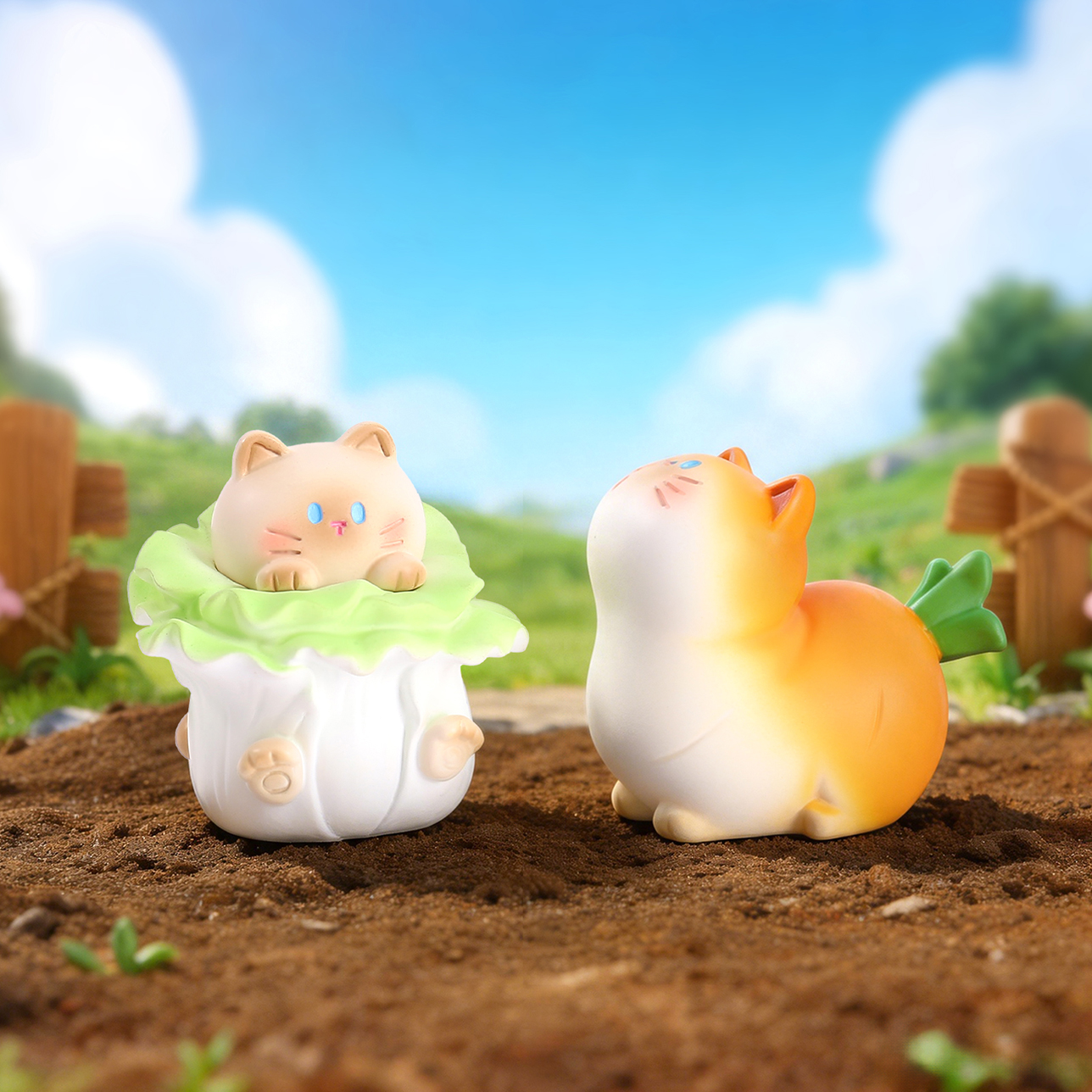 Vegetable Cat's World Blind Box Cartoon Desktop Display, creative Trendy figurine, student gift, cartoon cat handicraft Application Scenario