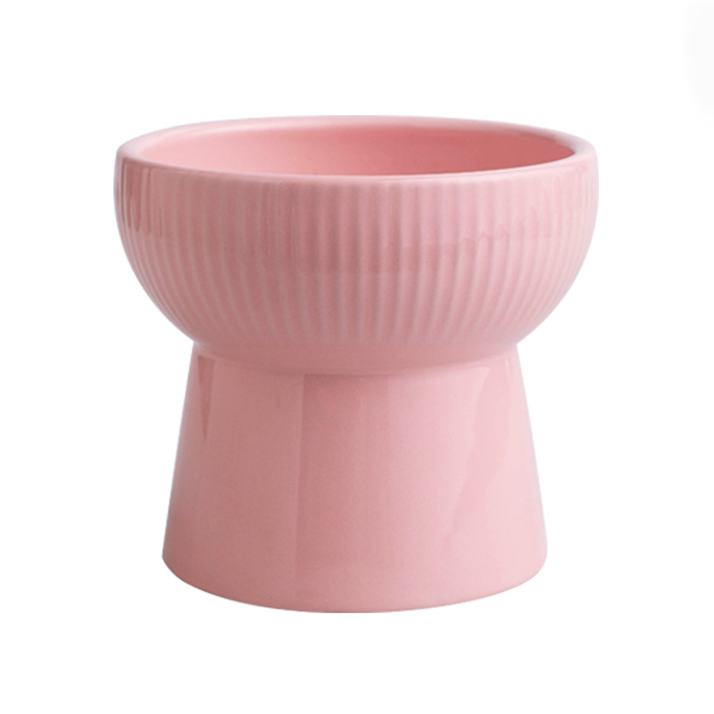Ceramic cat and dog bowls, cute slanted mouth single bowl, cat basin, neck guard high leg bowl, dog basin, anti-knock cat supplies wholesale Item Picture