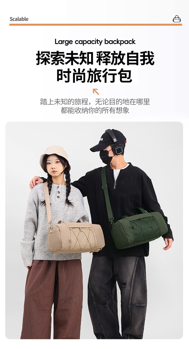 Fashionable sports and fitness bag with dry and wet separation, multi-functional luggage storage bag, hand-held crossbody carry-on travel bag, fitness bag detail image 1