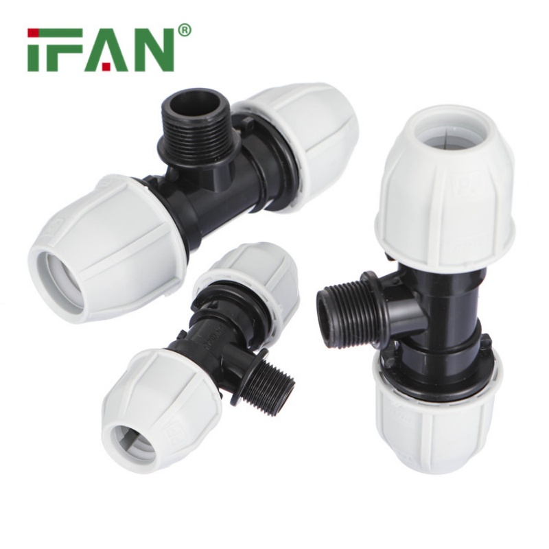 High-quality white IFAN PP quick-connect external thread tee Specification image