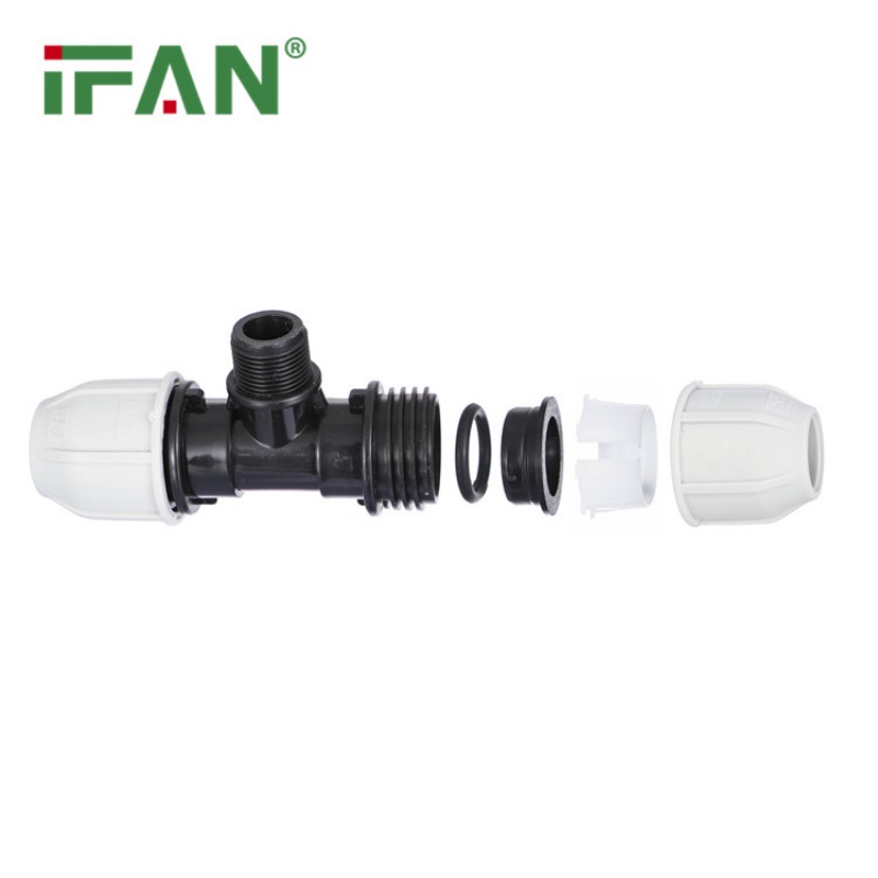 High-quality white IFAN PP quick-connect external thread tee details Picture