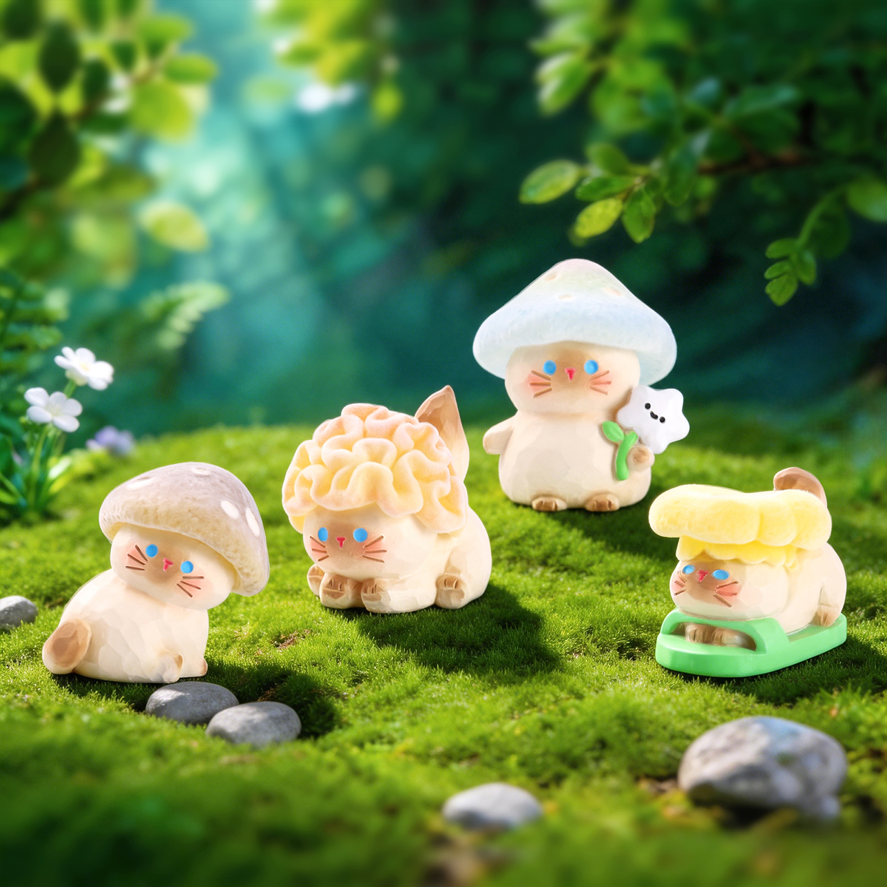Office desktop ornaments, poisonous Mushroom Exploration diary blind box, cartoon collectible figurines, resin handicrafts details Picture