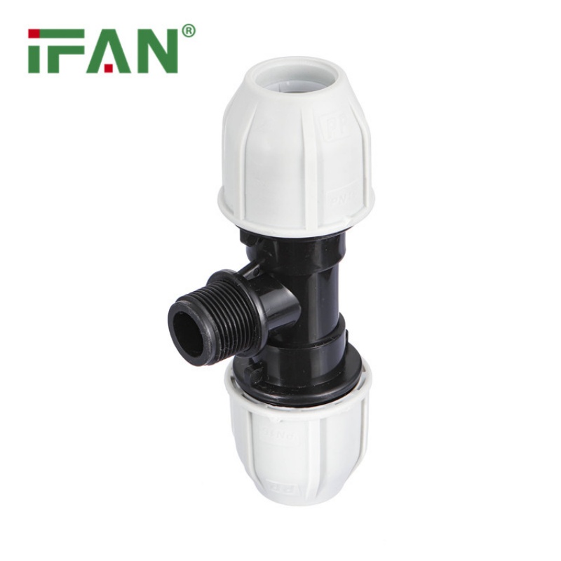 High-quality white IFAN PP quick-connect external thread tee Item Picture